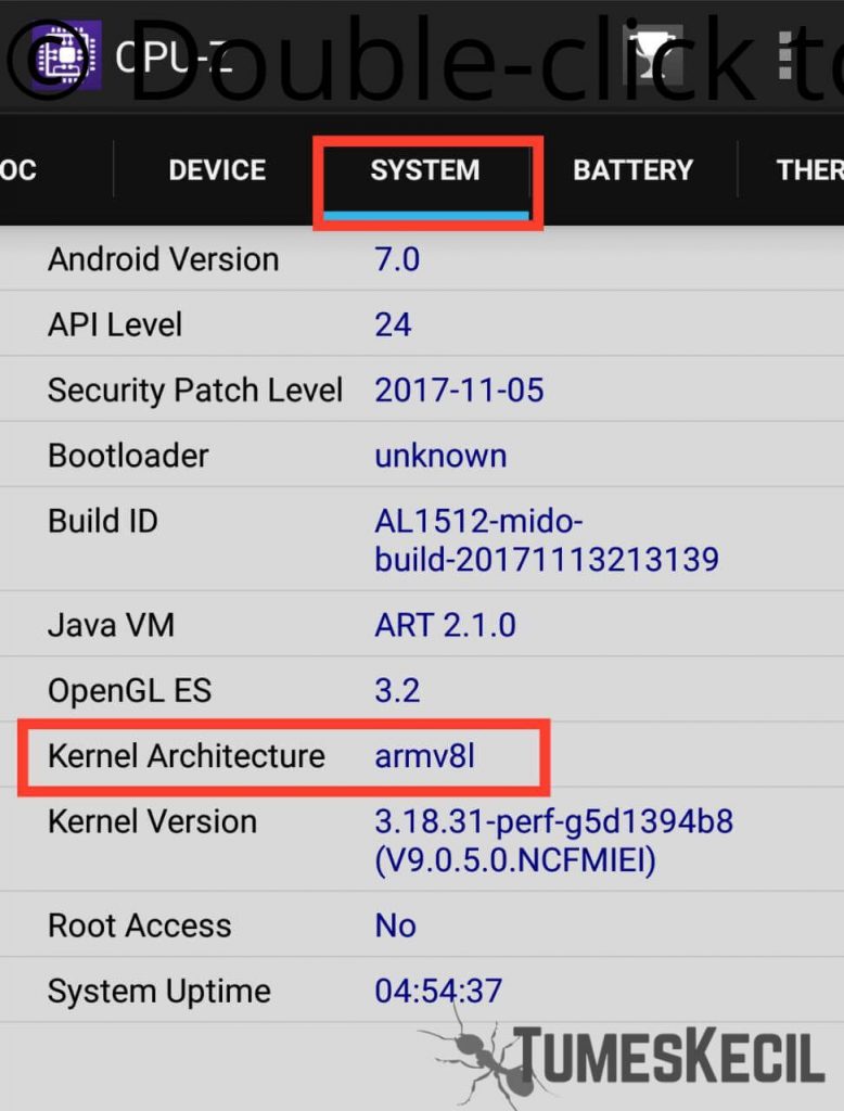 Cara melihat jenis ARM pad CPU Android 