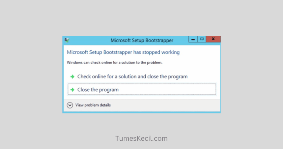 Error Microsoft Setup Bootstrapper has Stopped Working pada office windows